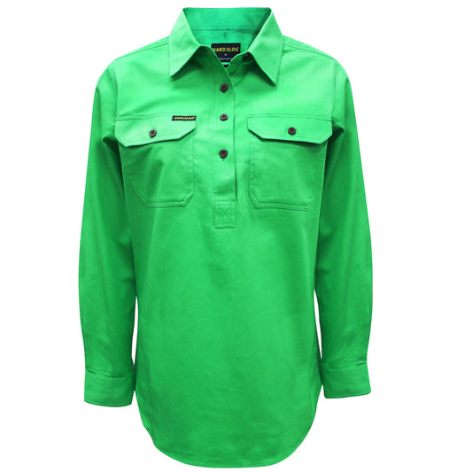 Hard Slog Ladies Half Plkt L/S Shirt - HCP2101002 - Lime Green