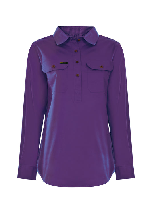 Hard Slog Ladies Half Placket L/S Shirt - HCP2101002 - Iris