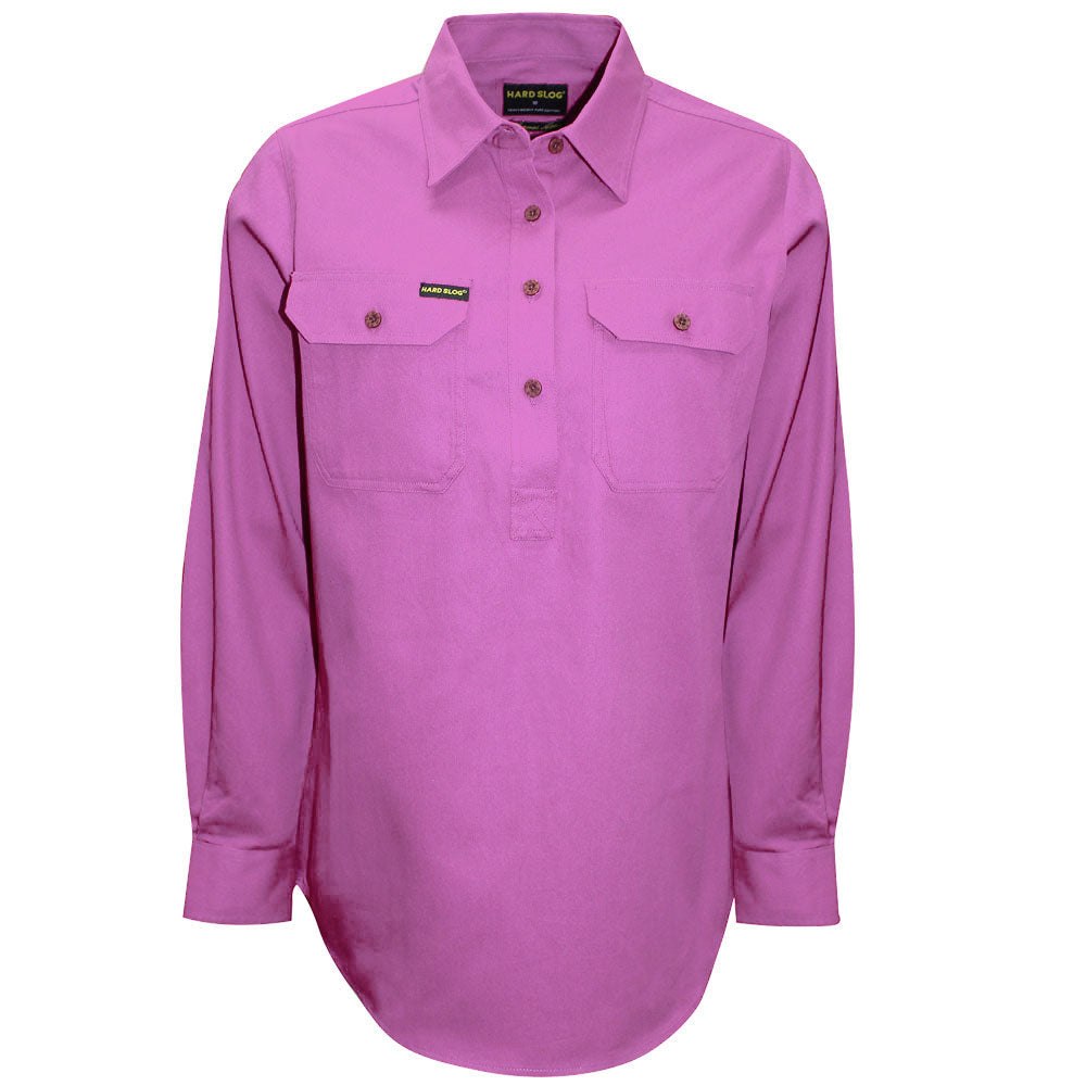 Hard Slog Ladies Half Plkt L/S Shirt - HCP2101002 - Violet