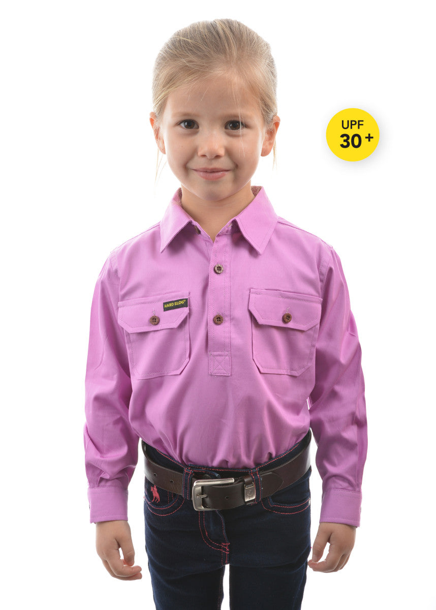 Hard Slog Kids Unisex Half Placket Light Cotton Shirt - Violet