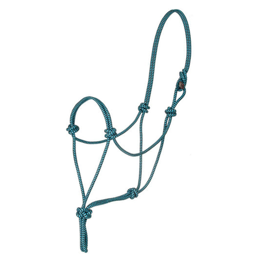 Ezy Ride Premium Nylon Rope Halter - Turquoise/Black - HLMU8026VD