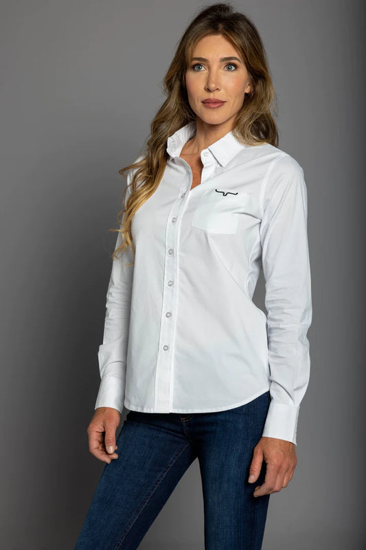 Kimes Ranch Ladies Kr Team Shirt Long - White