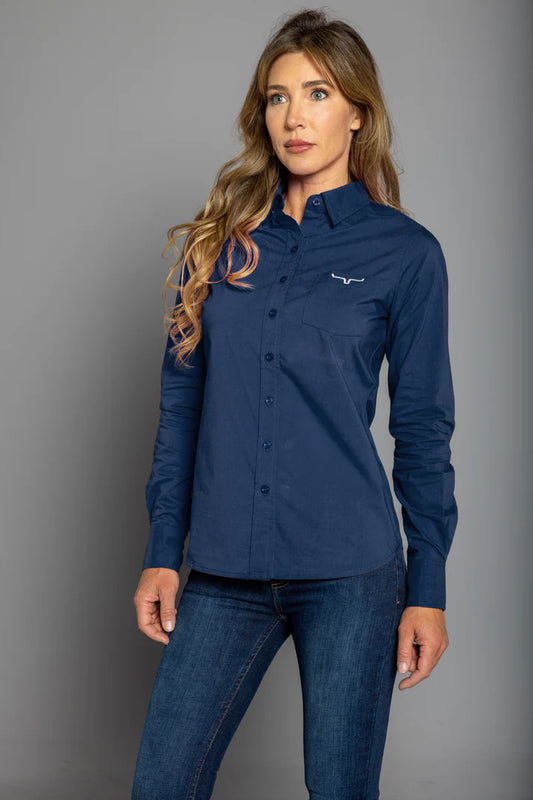 Kimes Ranch Ladies Kr Team Shirt Long - Navy