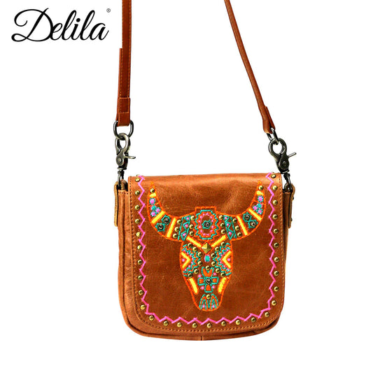 Montana West Ladies Delila 100% Genuine Leather Crossbody Bag - Brown - LEA10-503