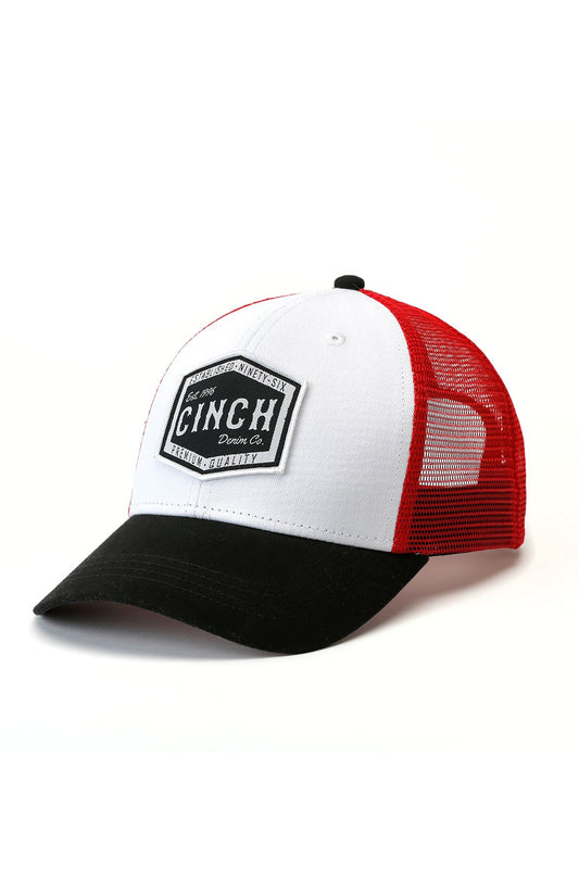 Cinch Mens Denim Co Cap - White/Red/Black - MCC0511021