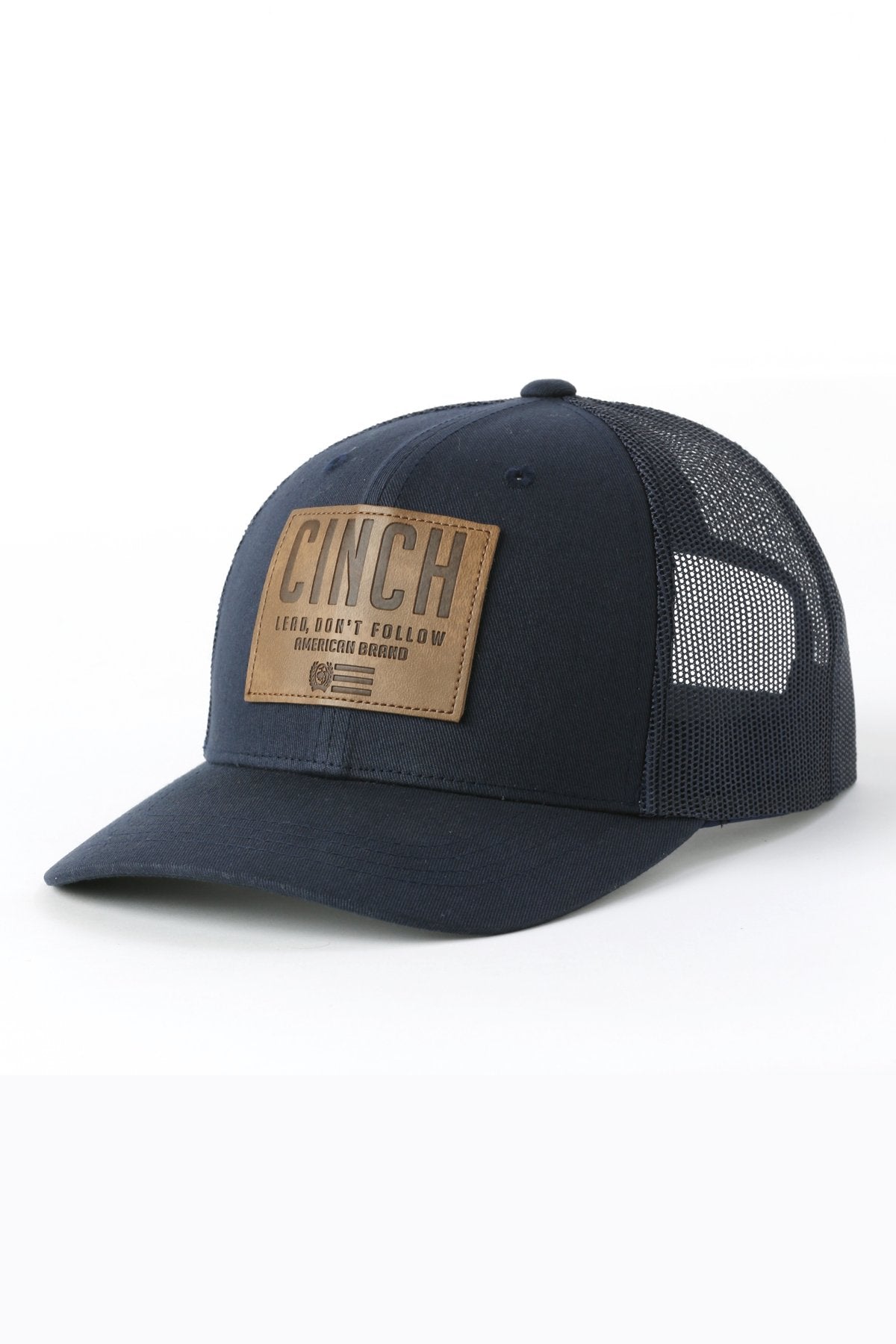 Cinch Mens Leather Patch Cap - Navy - MCC0660637