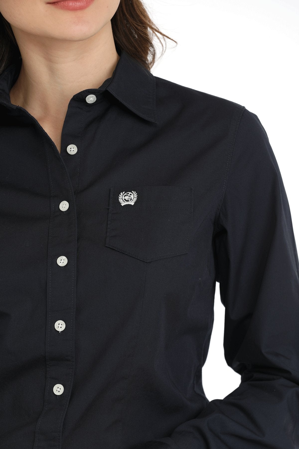 Cinch Ladies Solid Navy L/S Shirt - MSW9164108