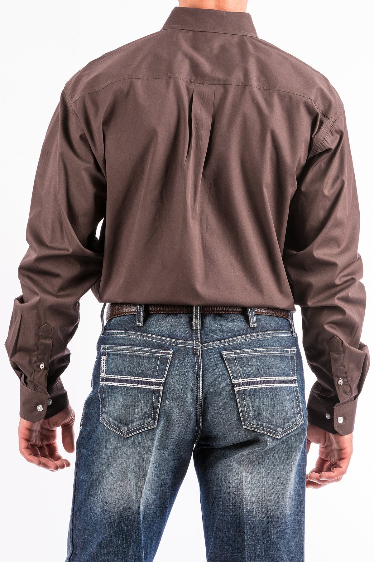 Cinch Mens Solid Brown L/S Shirt - MTW1104236