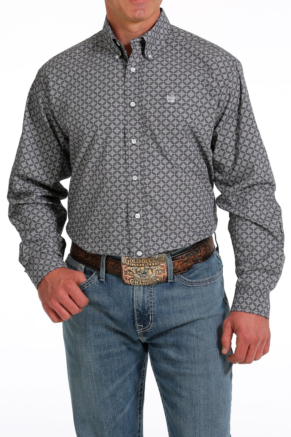 Cinch Mens Geometric Print L/S Shirt - MTW1105604