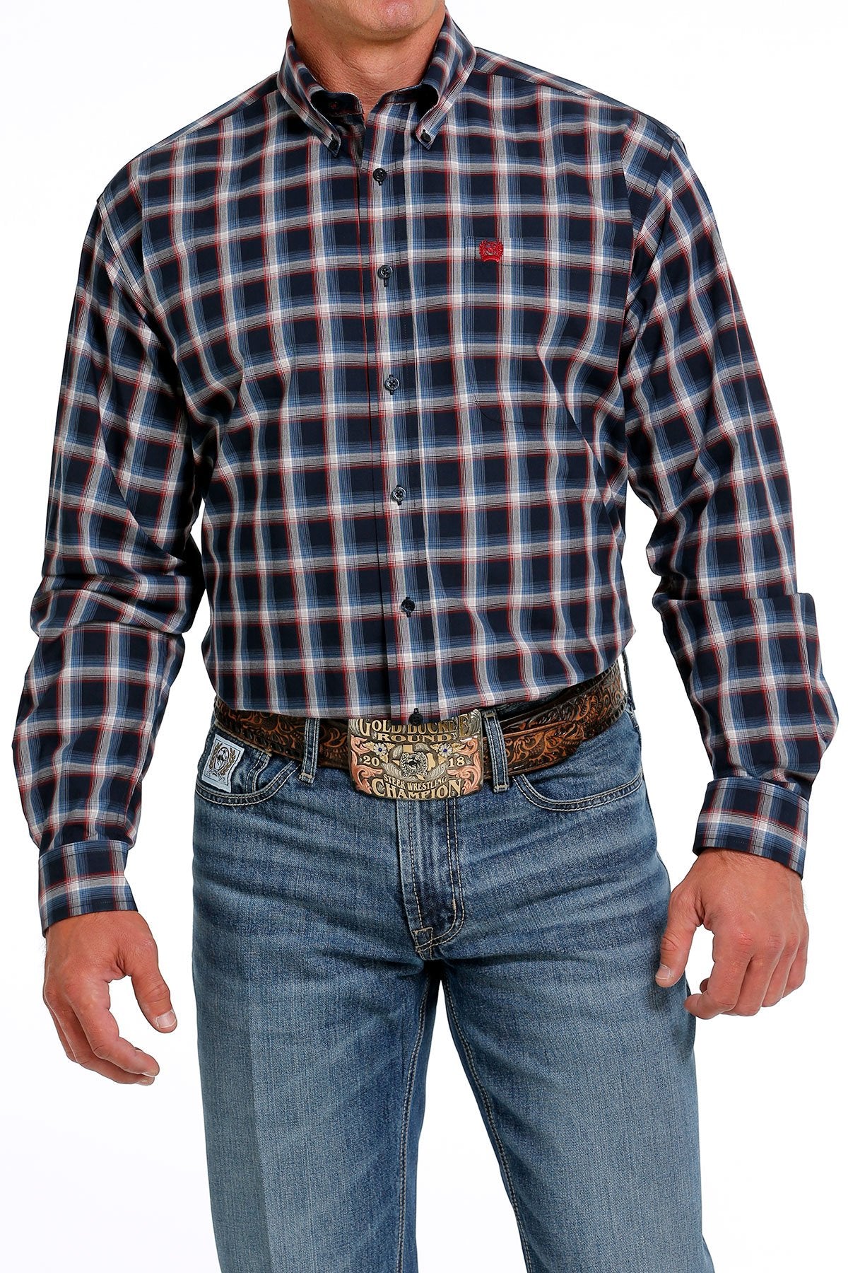 Cinch Mens Plaid Button Down Shirt - MTW1105624