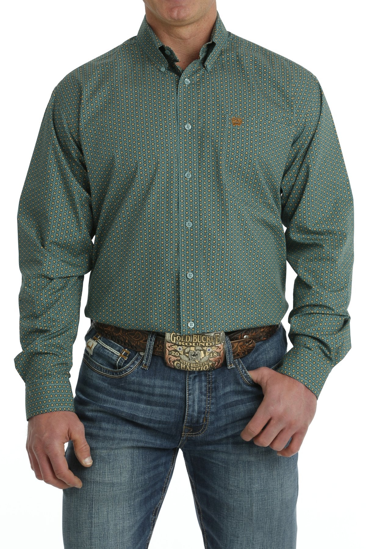 Cinch Mens Floral Print L/S Shirt - MTW1105703