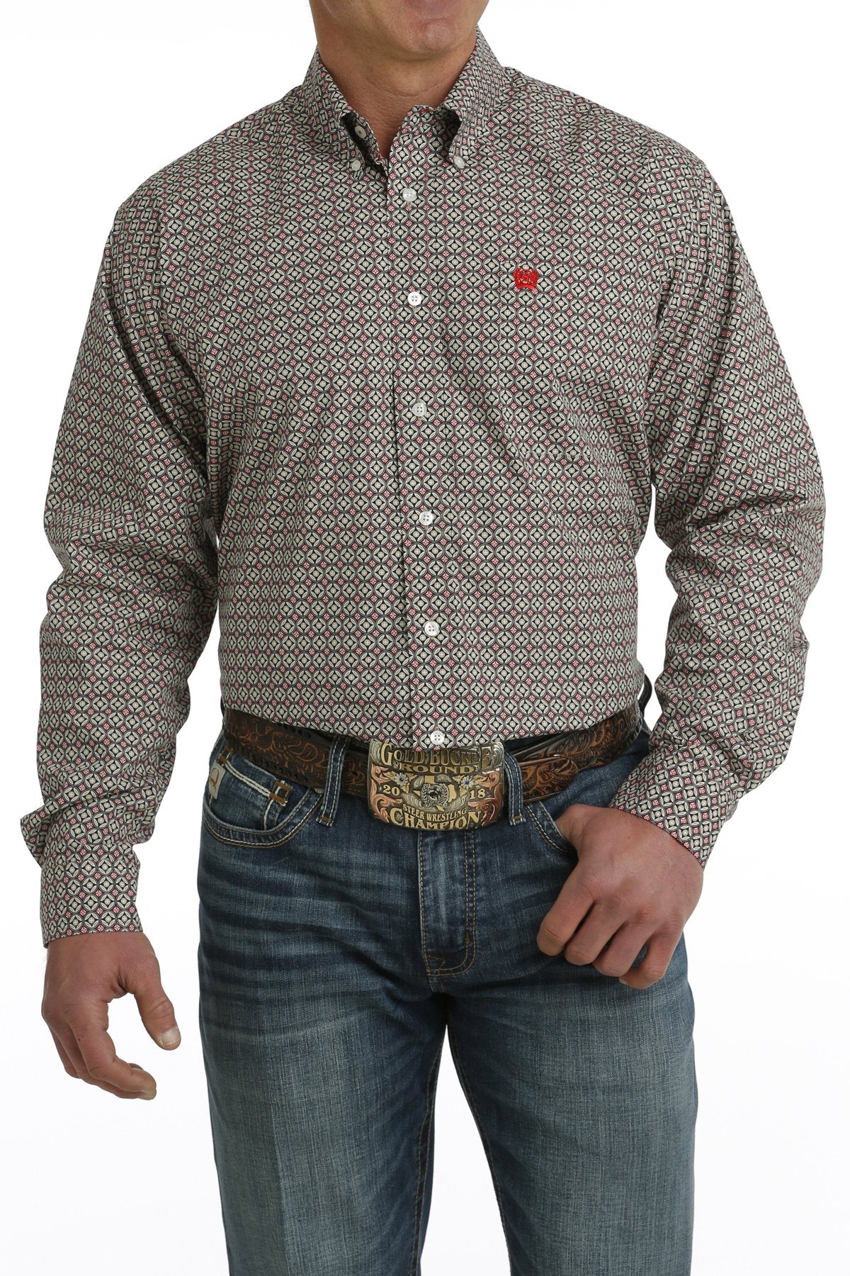 Cinch Mens Geometric Print L/S  Shirt - MTW1105717