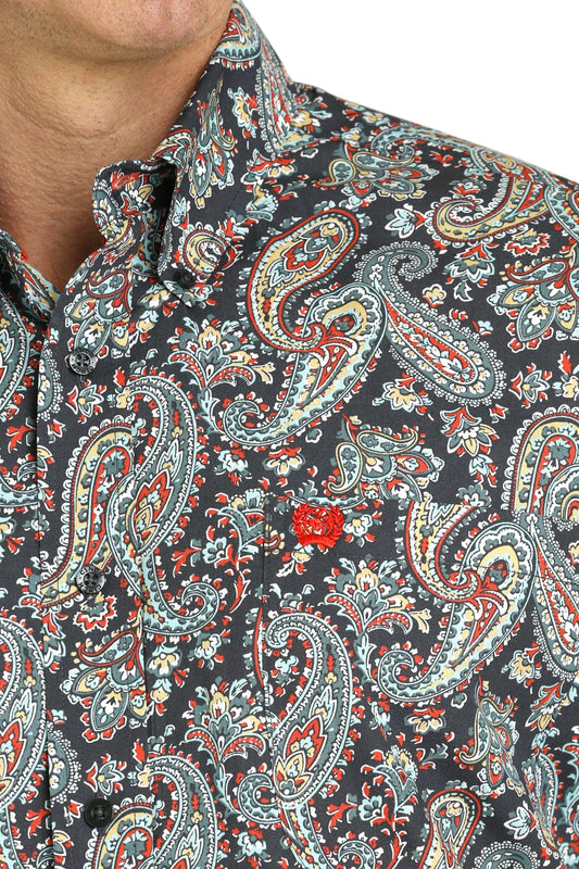 Cinch Mens Paisley Print L/S  Button Down Shirt - MTW1105745