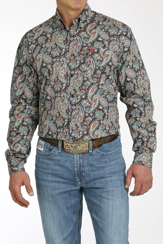 Cinch Mens Paisley Print L/S  Button Down Shirt - MTW1105745