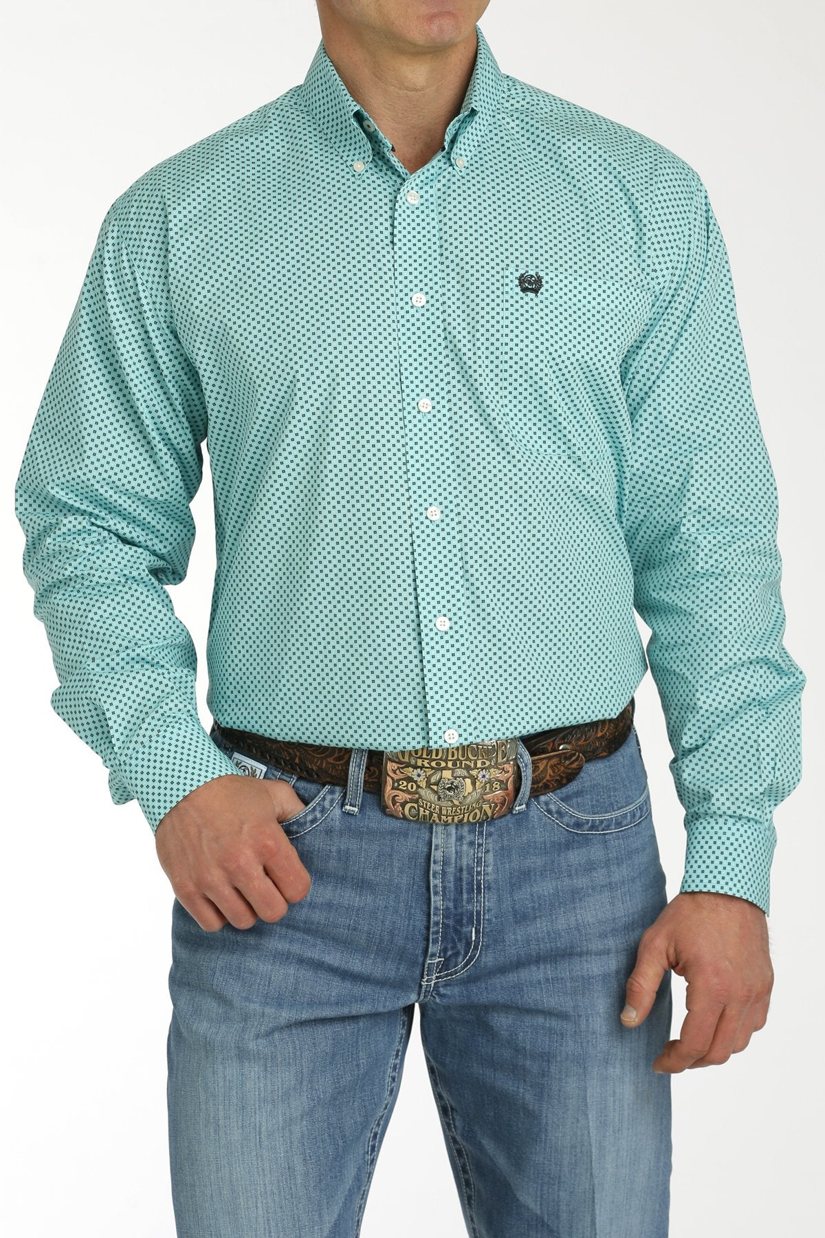 Cinch Mens Classic Fit Geometric Print L/S Shirt - MTW1105753