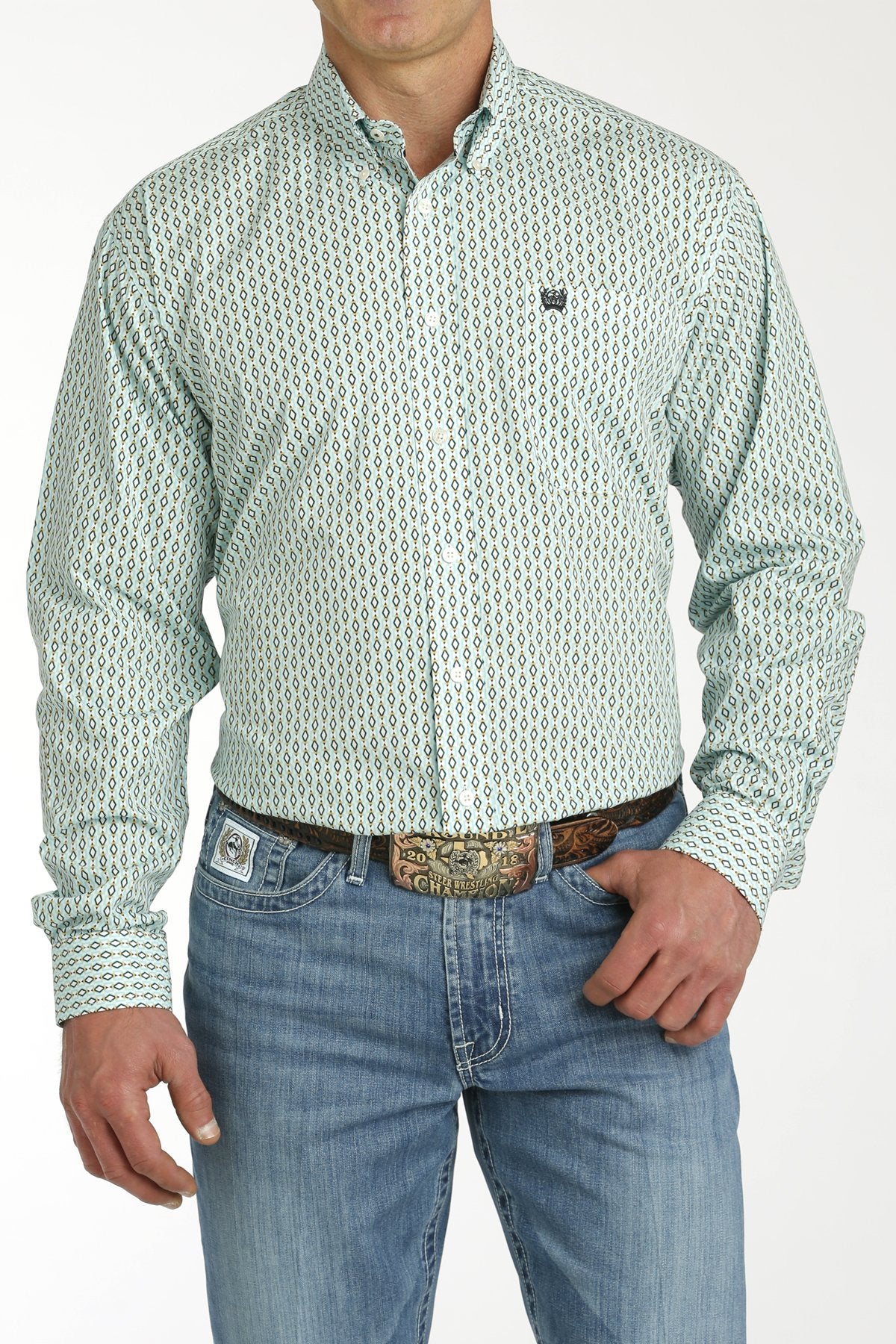 Cinch Mens Classic Fit Geometric Print L/S Shirt - MTW1105754