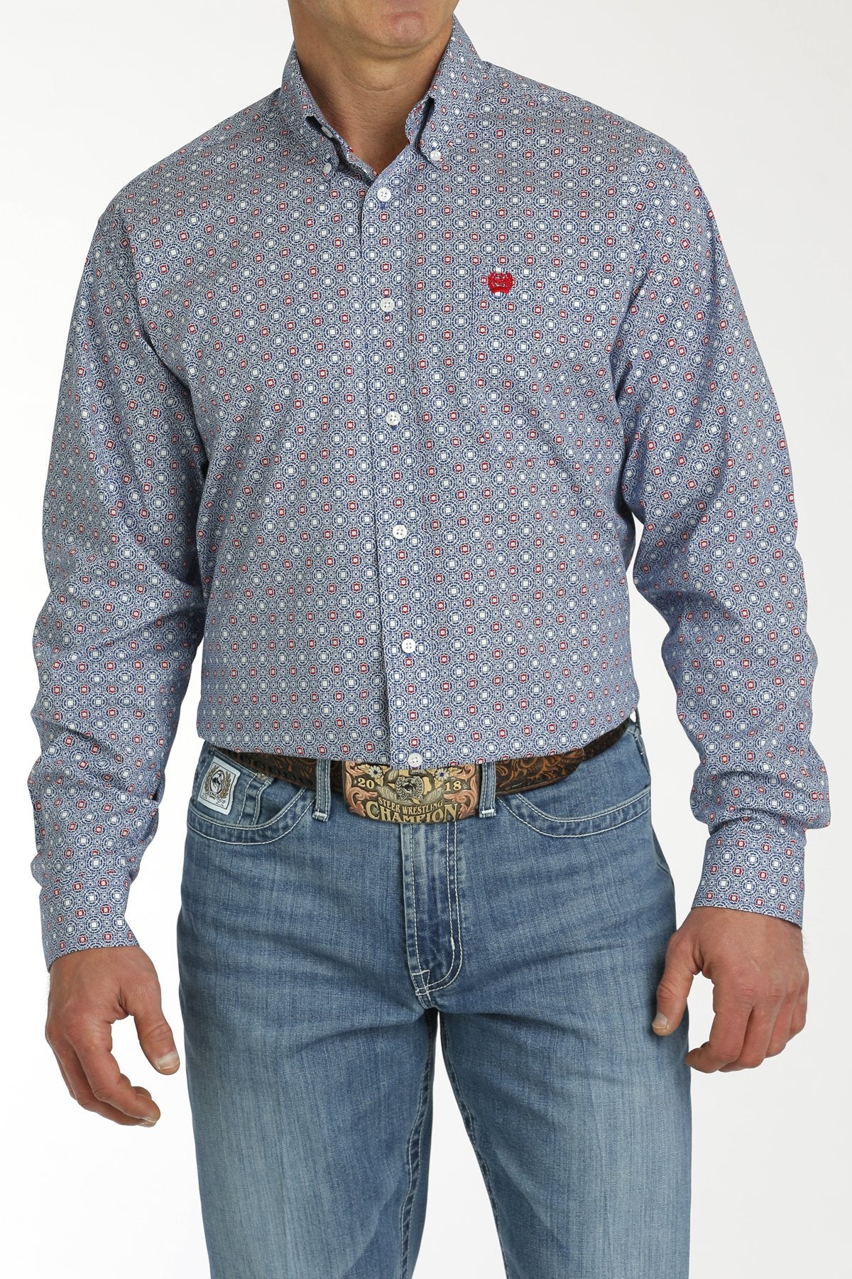 Cinch Mens Medallion Print L/S Shirt - MTW1105770