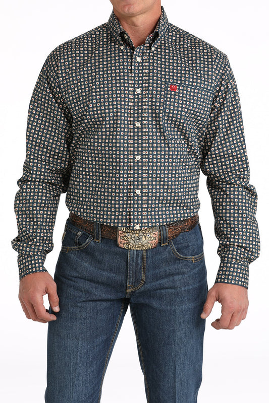 Cinch Mens Stretch Medallion Print L/S Shirt - MTW1105808