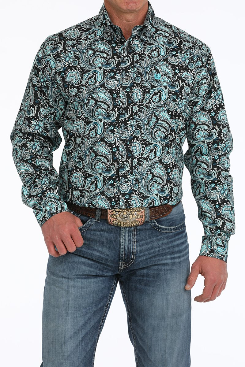 Cinch Mens Black Paisley L/S Shirt - MTW1105907