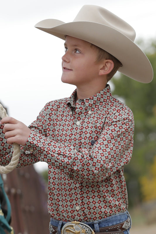 Cinch Boys Geometric Print Western Shirt -  Multi