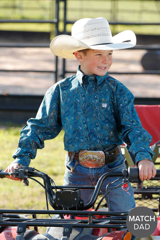 Cinch Boys Paisley Print Button Down Western Shirt