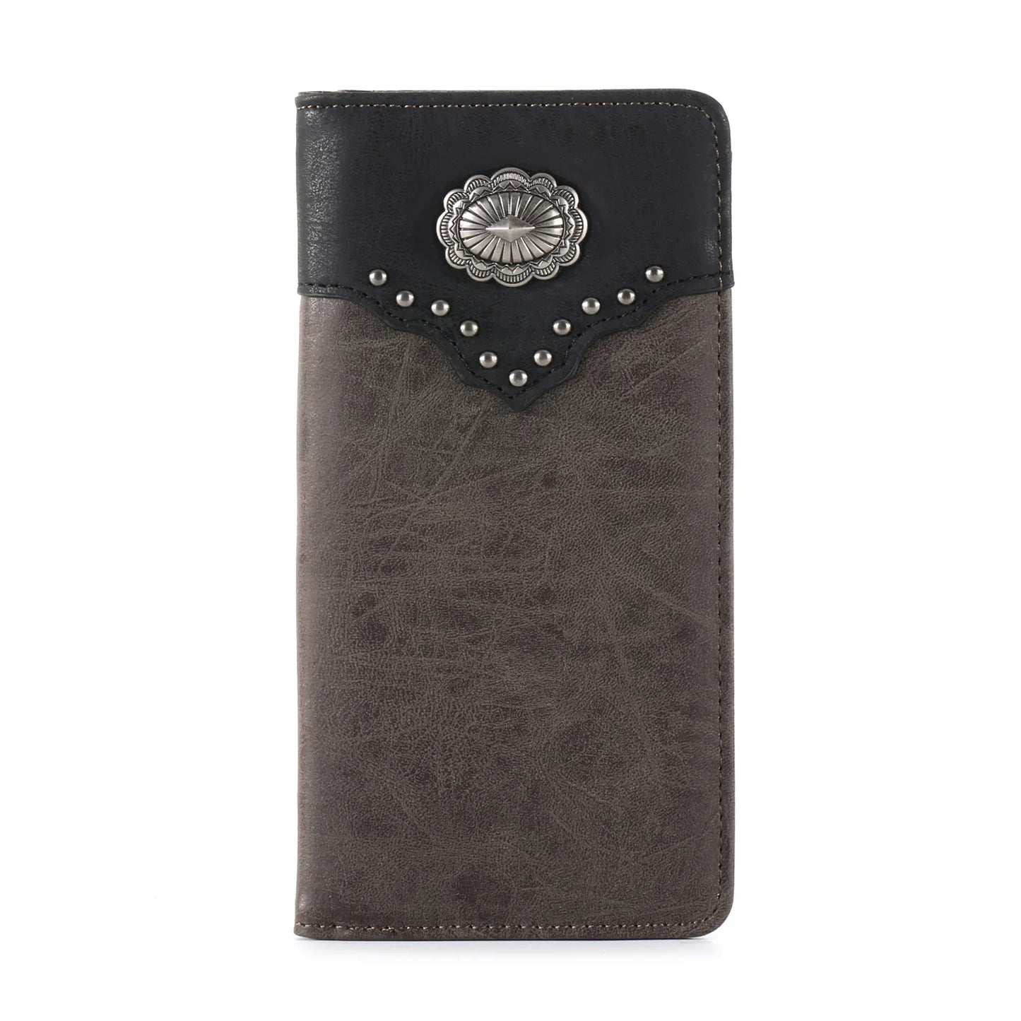 Montana West Mens Color Block Navajo Concho Bifold Long PU Leather Wallet - Coffee