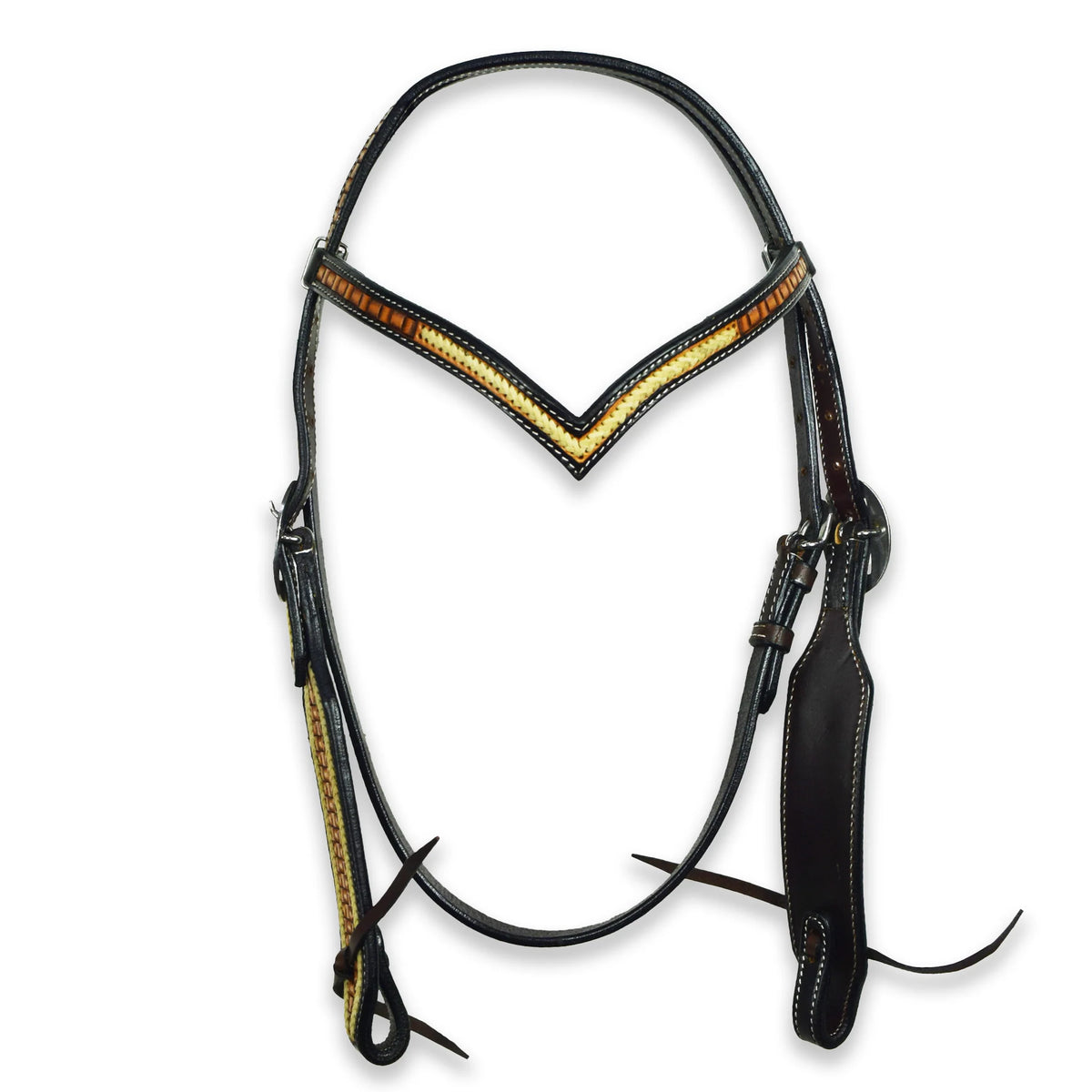Brow Ride Ezy Ride Bridle V Brow with Rawhide Lacing Two Tone – Sheps Outfitters