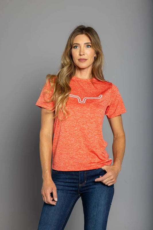 Kimes Ranch Ladies Outlier Tech Tee Shirt - Baked Apple Heather