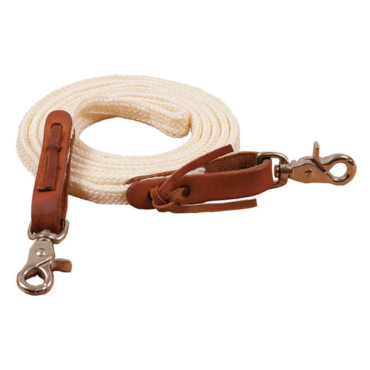 Ezy Ride Roping Rein - Flat braided poly 1” x 8' natural - REMU8133