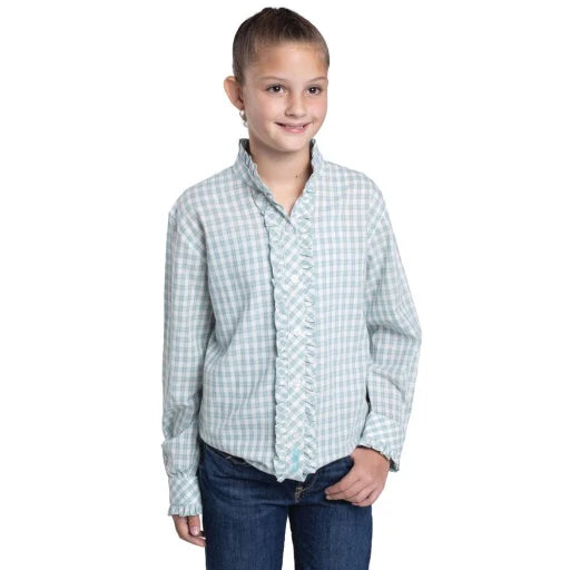 Just Country Girls Gracie Frills Full Button Check L/S Shirt - GWLS2615