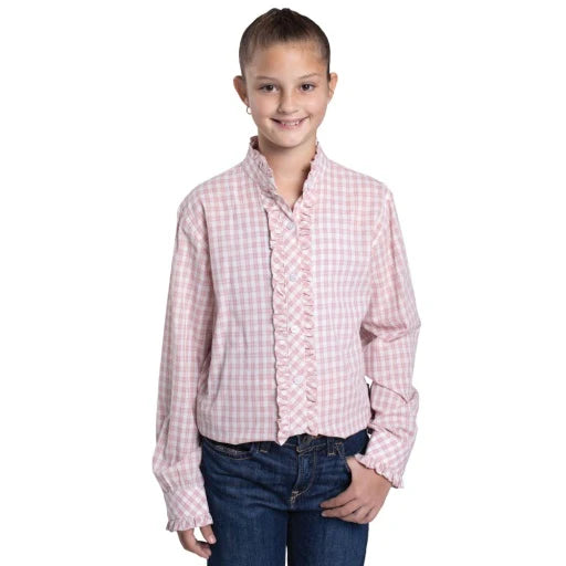 Just Country Girls Gracie Frills Full Button Check L/S Shirt - GWLS2616