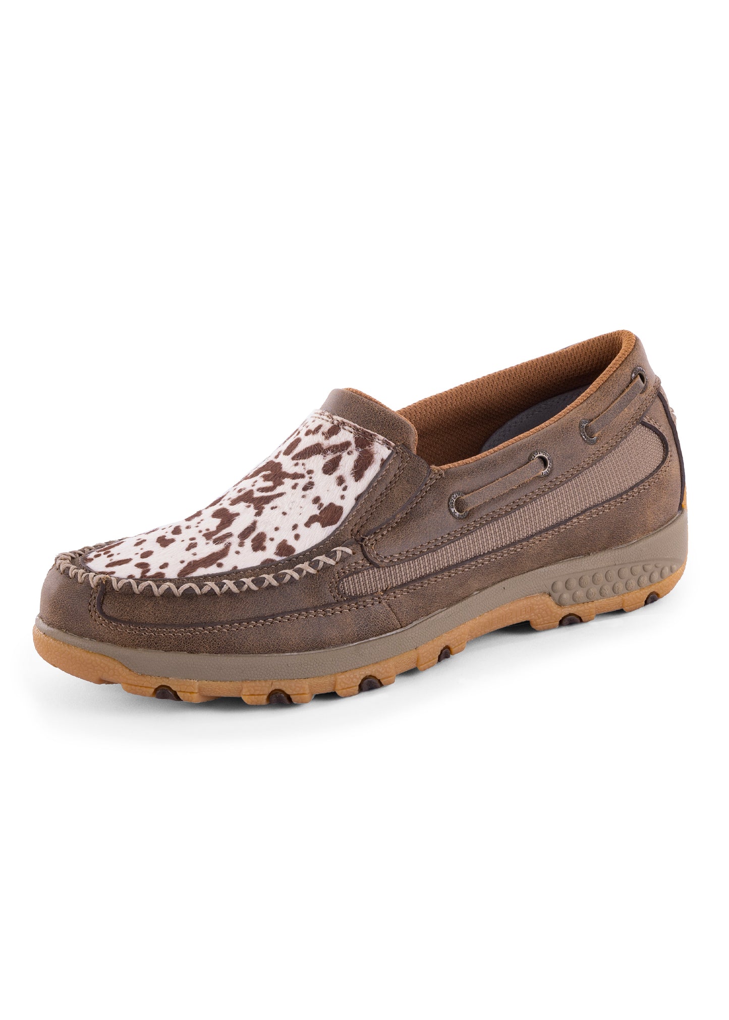 Twisted X Ladies Cow Fur Cellstetch Slip On Mocs