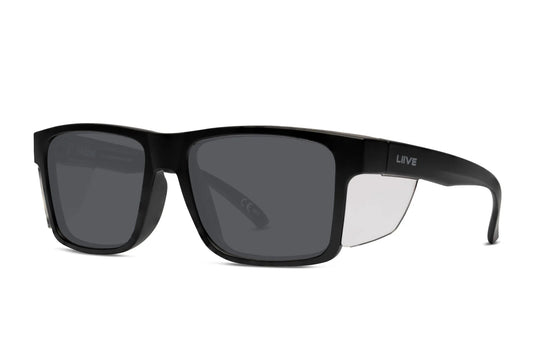Liive Vision Polarised Sunglasses - Z Tradie Safety - Matt Black Clear Blinker