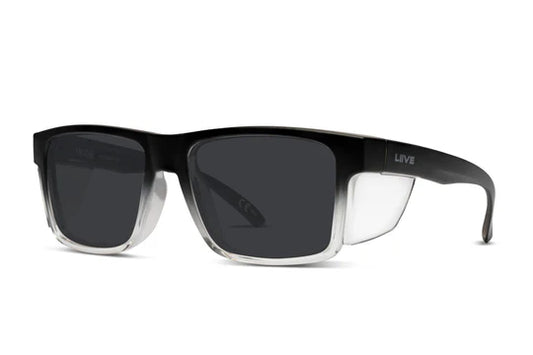 Liive Vision Polarised Sunglasses - Z Tradie Safety - Matt Black Fade Clear Blinker