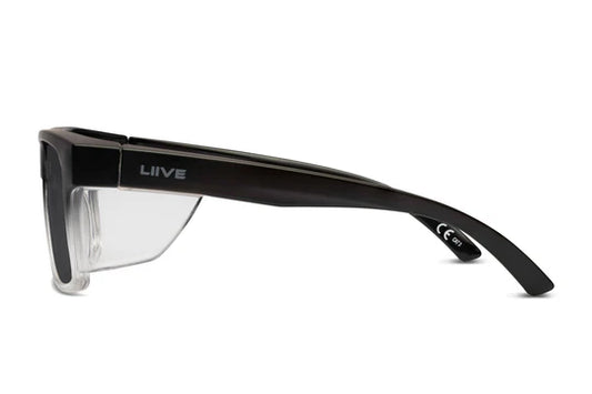 Liive Vision Polarised Sunglasses - Z Tradie Safety - Matt Black Fade Clear Blinker