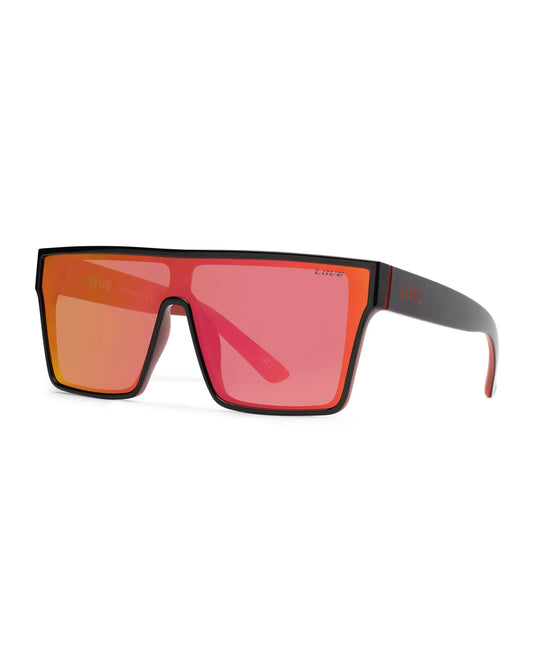Liive Vision Polarised Sunglasses - Wasteland - Red Mirror Matt Black