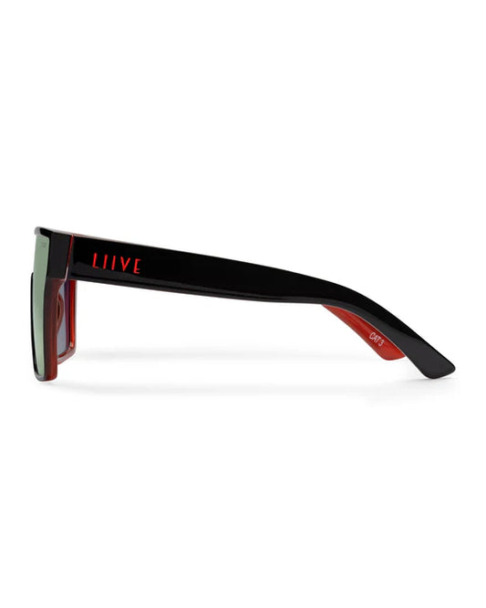 Liive Vision Polarised Sunglasses - Wasteland - Red Mirror Matt Black