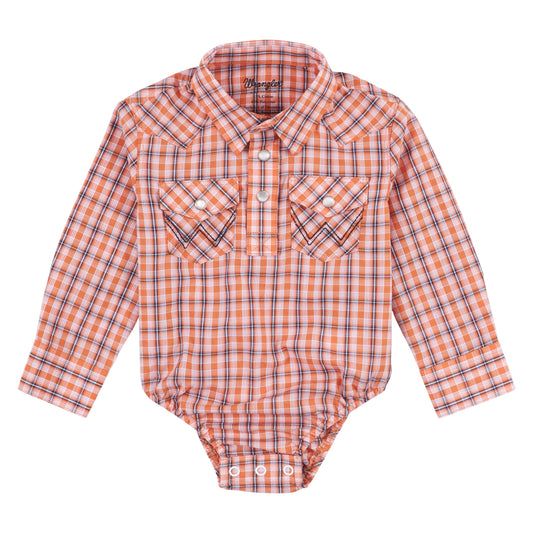 Wrangler USA Q Baby Boys Western Bodysuit - Orange - 112317547
