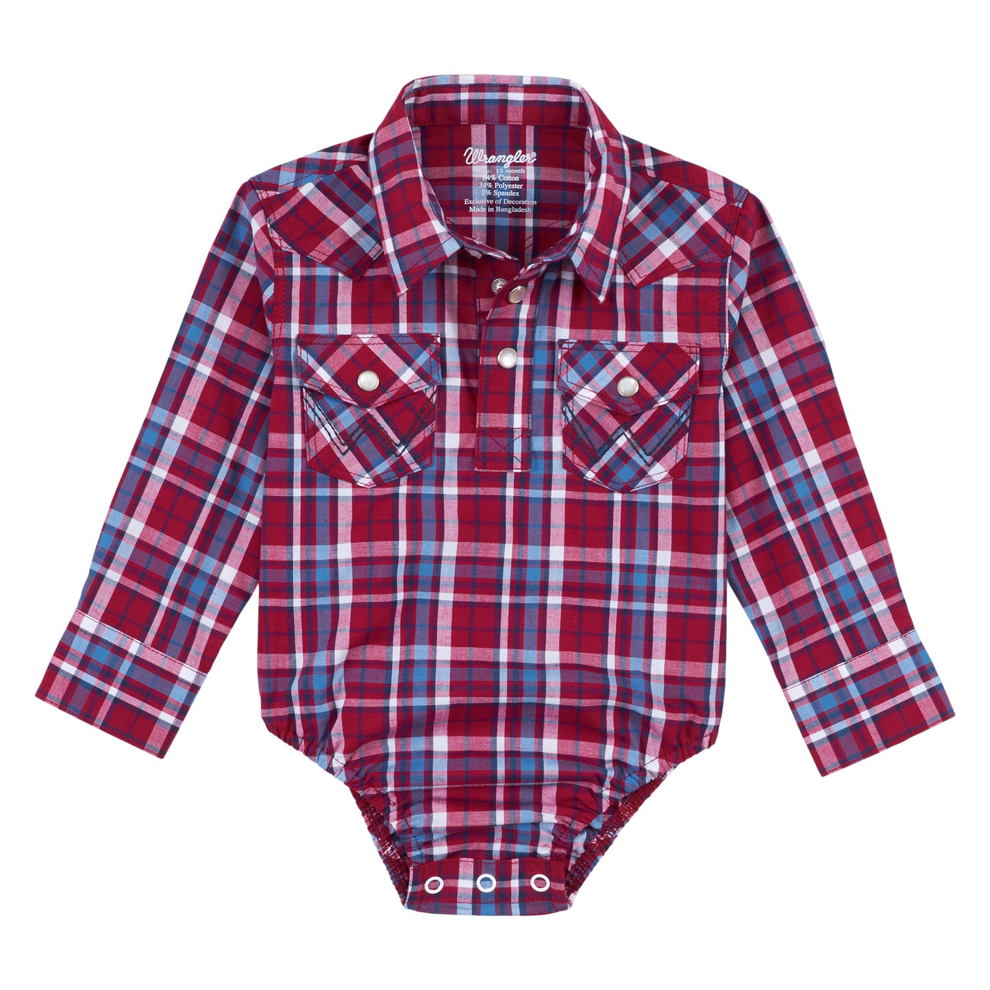 Wrangler USA Q Baby Boys Western Bodysuit - Red - 112317700