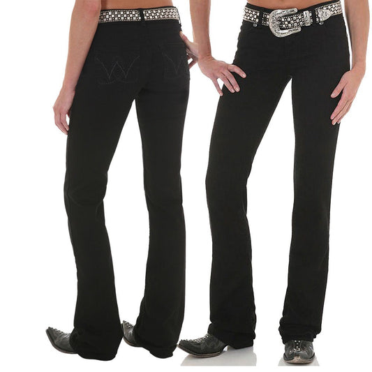 Wrangler Womens Premium Patch Booty Up Mae Black Jeans