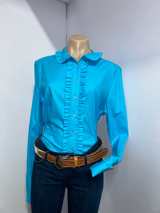 Netties Ladies Harmony Fitted L/S Frill Shirt
