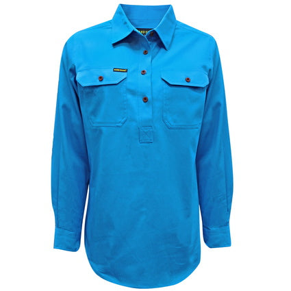 Hard Slog Men's Half Placket L/S Shirt - Bright Blue - HCP1101002