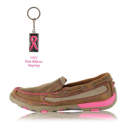 Twisted X Womens Pink Ribbon Slip On Mocs - Low - Bomber/Neon Pink - TCWDMS003