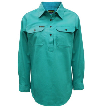 Hard Slog Ladies Half Placket Light Cotton Shirt - Turquoise