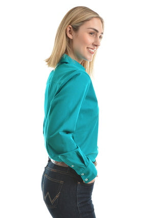 Wrangler Womens Tracey Drill L/S Shirt - Teal