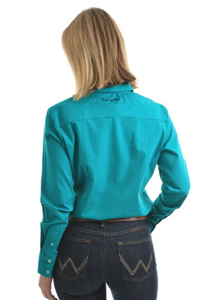 Wrangler Womens Tracey Drill L/S Shirt - Teal