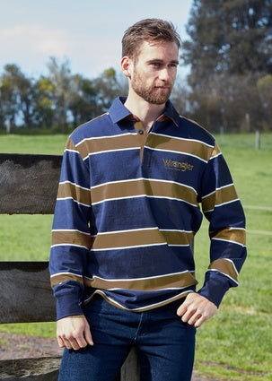 Wrangler Mens Finch Striped Rugby