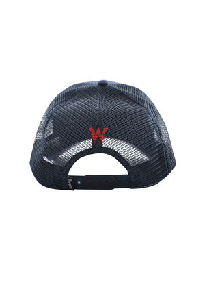 Wrangler Mens Logo Trucker Cap- Navy