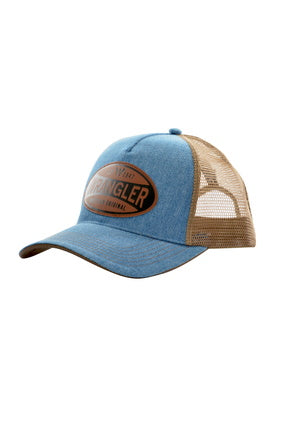 Wrangler Mens Denim Trucker Cap- Blue Denim