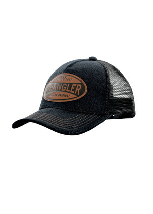 Wrangler Mens Denim Trucker Cap- Black Denim